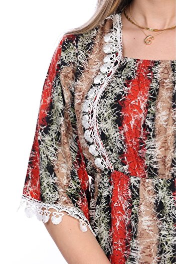 mervemoda Women's Summer Short Sleeve Woven Dress