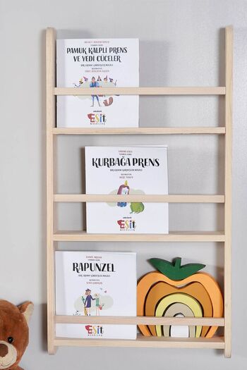 Loolpi Home Montessori Kitaplık Doğal Ahşap Çok Amaçlı Raflar