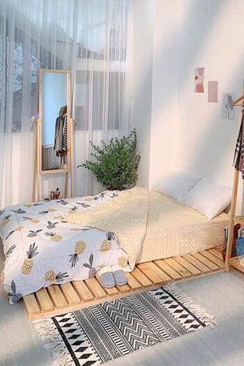 Loolpi Home Japon Model Doğal Ahşap Karyola Yer Yatağı Tek Ve Çift Kişilik Tüm Ölçülerde
