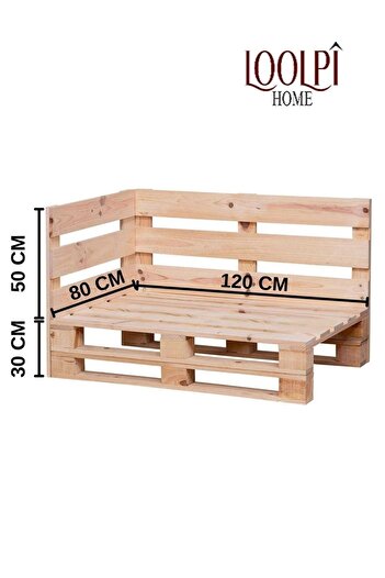 Loolpi Home Doğal Ahşap Köşe Palet Koltuk Ve Gri Minder Set Bahçe Ve Balkon Takımları