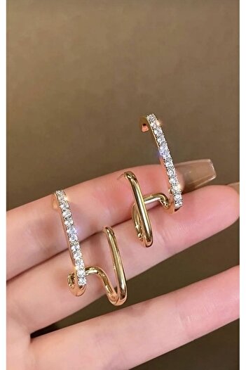 monalisatoka Kadın Gold Zirkon Küpe zirkon küpe