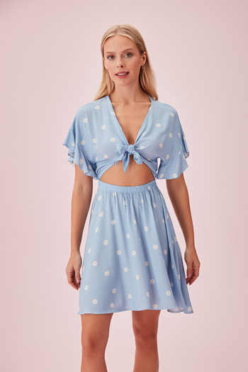 SUWEN Short Beach Dress - Daisy Pattern