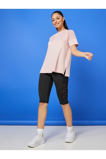 Styli Shoulder Mesh Panel Insert Oversized Yoga Top