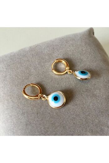 Atelier Çağla Evil Eye Beaded Hoop Earrings