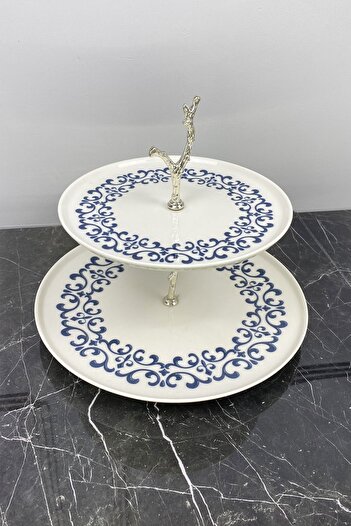 MAY HOME Uno Blue Ivy Porcelain Cookie Holder Presentation Plate