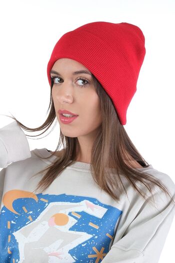 Ritagarcia Women's Red Plain Folded Knitwear Basic Beret