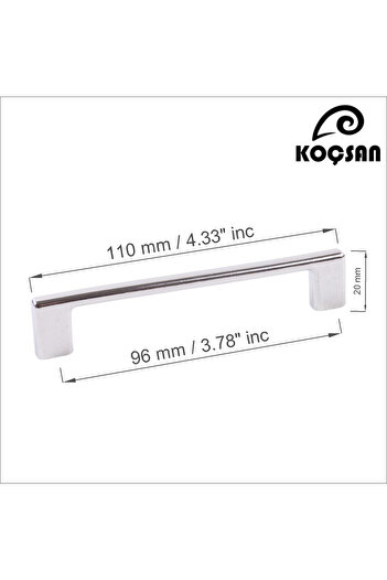 KOÇSAN Mâner delicat cromat de 96 mm Mâner de lux pentru sertar pentru mobilier de bucătărie