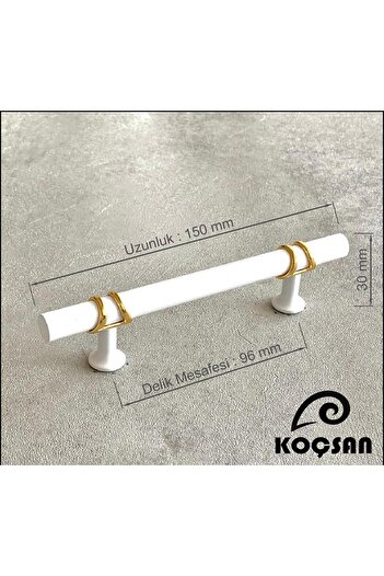 KOÇSAN Mâner Esin Alb 96 Mm Mâner de lux pentru mobilier de bucătărie de țară Mâner sertar dulap