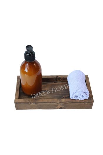 IMKER HOME 2 Adet Dekoratif Masif Ahşap Italyan Tasarım Çay Kahve Sunum Tepsisi Bardak Fincan Kupa Altlığı