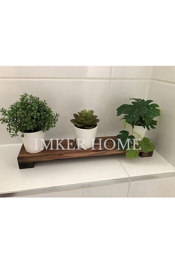 IMKER HOME Dekoratif Ahşap Stand Sunum Tahtası Mutfak Düzenleyici Sosluk Yağdanlık Yağlık Sıvı Sabun Altlığı
