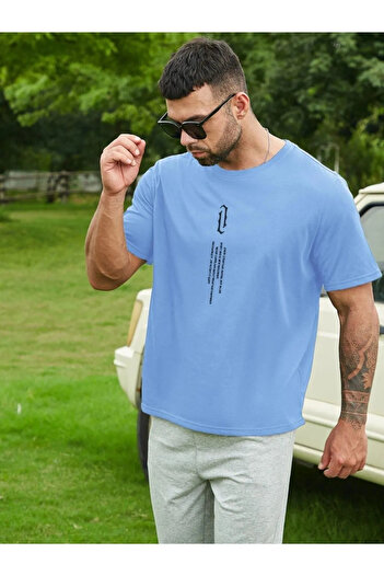 EFFRENATU Μπλουζάκι με κάθετη στάμπα Oversize