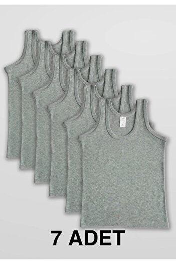 Pi Giyim 7 Pack Children's Undershirts Gray Color Cotton 3-14 Years Old