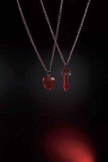 DOODLE Heart-Nail Natural Stone Necklace for Valentines, Lovers and Couples