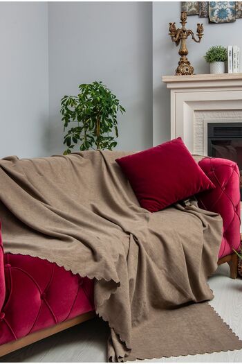 Latuda Concept 175x300 Microfiber Non-Slip Sofa Cover and Sofa Bed Cover - Double Sided Cappuccino Shawl