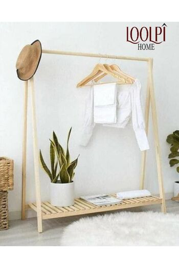 Loolpi Home Ahşap Ayaklı Askı Elibse Askısı Çok Amaçlı Dolap Gardrop