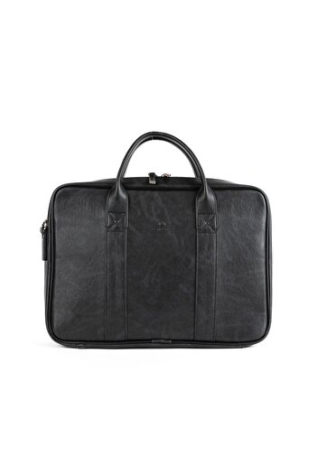 Sevinç Çanta Organizator Macbook Deridense Black - Servietă pentru laptop de 13" și 14", piele vegană
