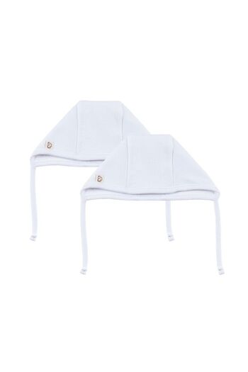tinylamb Aber Organic Baby Hat White Color 2 Pieces 100% Cotton Baby Beanie