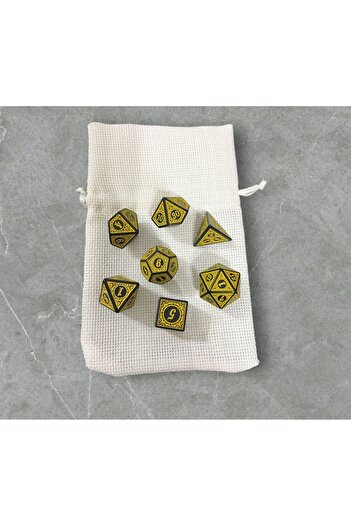Le Majeur Dnd Frp Zar Seti 7li Set Dnd Zarı Dungeons And Dragons Masaüstü Oyun Zarı Sarı Renkli Kese Hediye