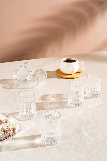 clasavm Elysia 6 Pieces Glass Model Water Glass - Brown, 60 CC