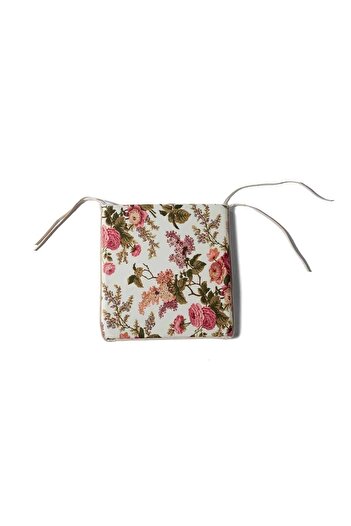 mer-tim ezberbozan ev tekstili Mer-tim Garden Balcony Living Room Flower Patterned Square Bottom Chair Cushion