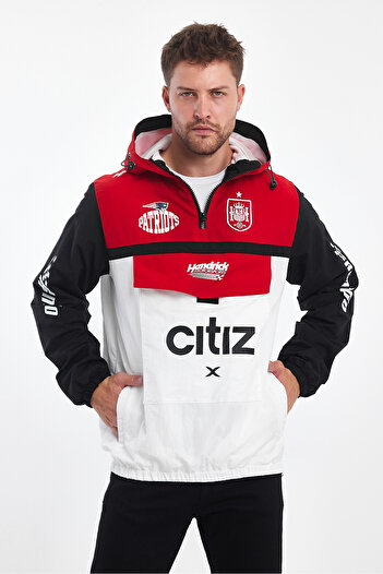 Black Level Men's Printed Waterproof Raincoat Jacket - Two Colors, Zippered, Racer College Coat