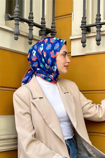 İpekhan Yaprak Soft Шарф Синій Оранжевий 1150-11