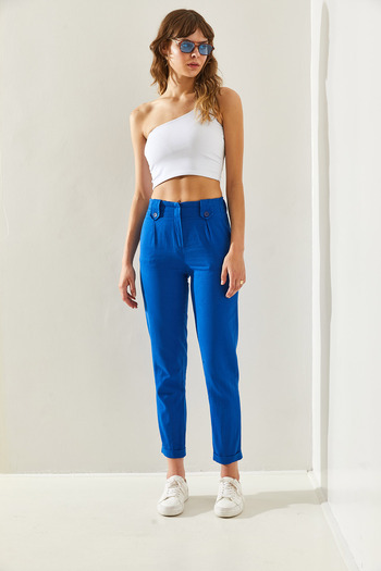Bianco Lucci Gabardínové kalhoty s nárameníky - Dámské 394760251321