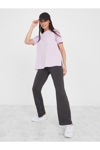 Styli Shoulder Mesh Panel Insert Oversized Yoga Top