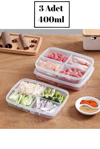 Bayev 6' Li 2 Size Portion Compartment Storage Container Set - Meat, Mincer, Vegetable, Refrigerator, Freezer Organizer