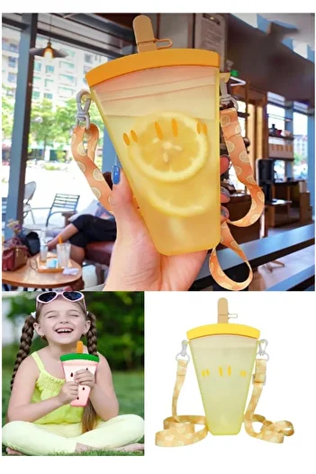 KÜÇÜK EW Bpa Free Watermelon Slice Water Bottle with Straw - Sports Drink Flask