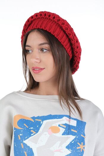Ritagarcia Women's Red Knitwear Single Layer Painter Beret