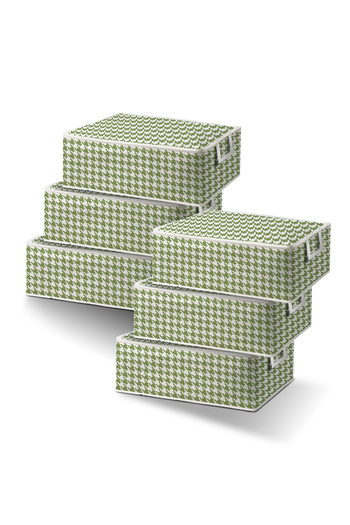 Global Ersat 4 Pieces of Crow's Feet Patterned Large Size Jars, Green Color Set