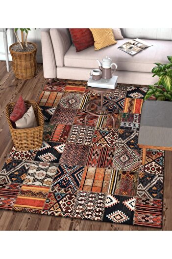 Sermod 39-Sponge Patched Anatolian Rug Pattern Non-Slip Carpet Cover