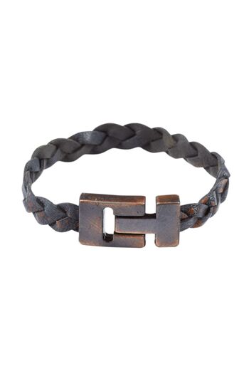 Deriderim Gray Genuine Leather Braided Leather Bracelet