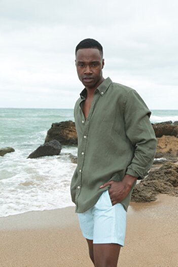 Whitefin Khaki Linen Shirt