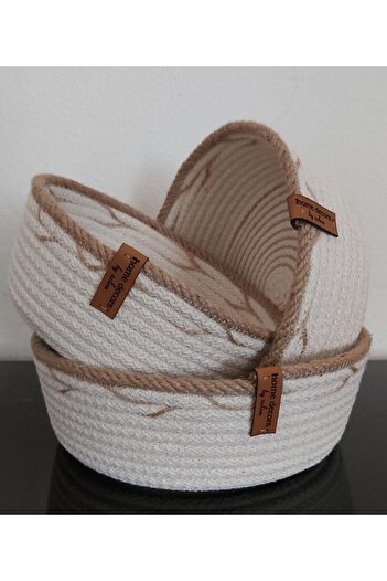 home decors by özlem 3 Piece Ecru & Sensitive Basket (20X7/18X7/16X7Cm) Cocina & Bathroom Organizer Organizer