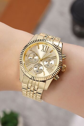Polo55 Metal Strap Women's Wristwatch with Decorative Indicators