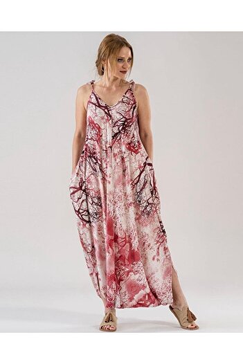 Bohemian Women's Red Natural Bohemian Jumpsuit with Adjustable Straps