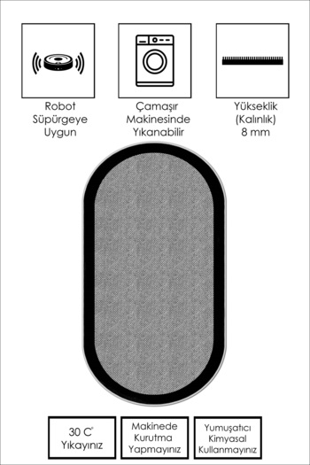 Confidence Home Machine Washable Non-Slip Base Stain Resistant Oval Runner Gray Cutting Runner for Home Decoration