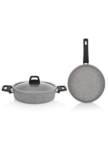 Schafer Flattened Pot 26Cm+26Cm Set with Vehicle+Gray