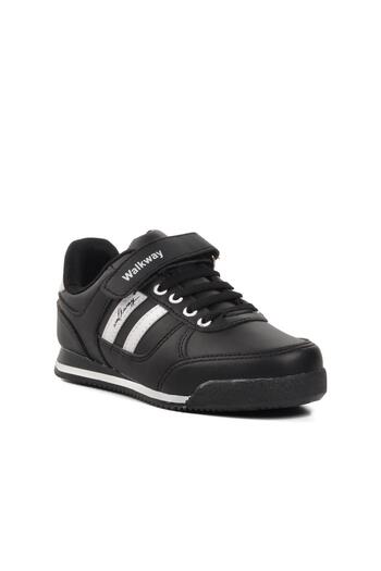 WALKWAY Black-White PU-P Kids Sneakers - Effective