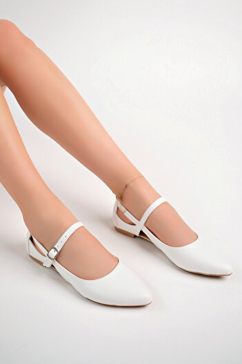 Freemax White Women's Summer Helmet Pointed Toe Ballerinas - Freemax.2024.052