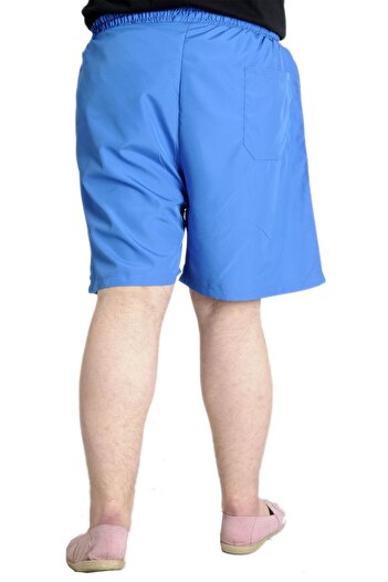 ModeXL Mode XL Büyük Beden Deniz Şortu White Line 21451 Mavi