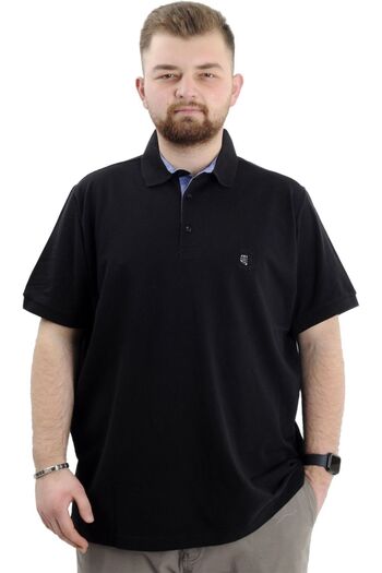 ModeXL Mode Xl Oversize Men's T-shirt Polo Collar Embroidered Classic Pique 20553 Black