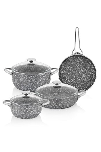 Schafer Ilya Fireproof Non-Stick Cookware Set 7 Pieces-grey