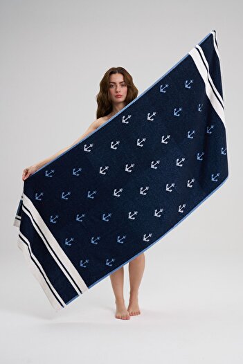 Homelover Рушник для пляжу та басейну Sunset Glow Navy Blue Capa 100 Cotton Пляжний рушник 80x180см