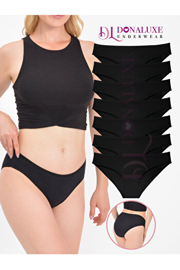 Donaluxe 7 Pack Black Bikini Panties - Cotton and Soft Fabric