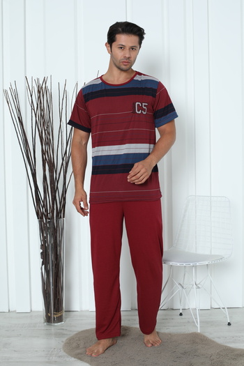 FAMES PİJAMA Men's Combed Cotton Pajama Set - With Rings