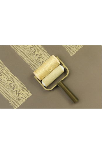 CosmosCraft Wooden Patterned Paint Roller, 25 Cm, Plastic