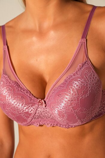 Doğan Dried Rose Tulle Lace Supported Bra